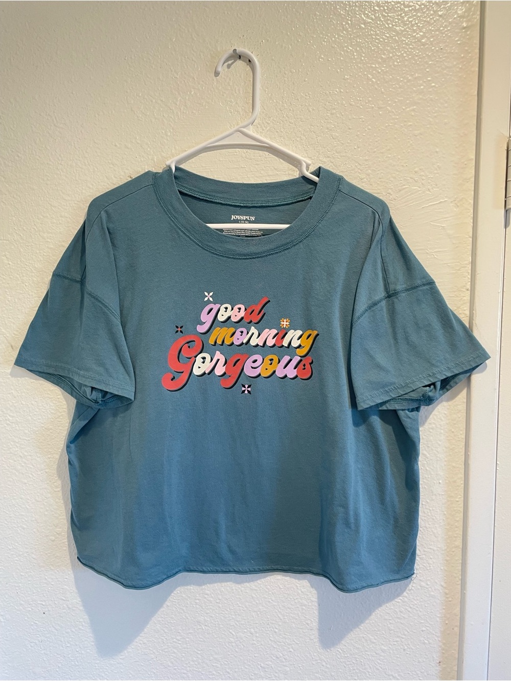 🩵 Retro Joyspun 'Good Morning Gorgeous' Groovy Sleep Shirt L ☁️